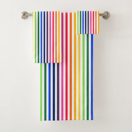 Regenboog en witte strepen bad handdoek