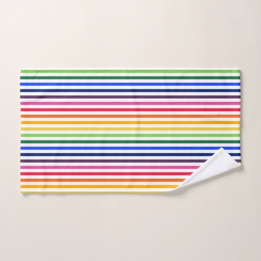 Regenboog en witte strepen bad handdoek (Handdoek)