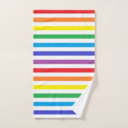Regenboog en witte strepen bad handdoek (Handdoek)