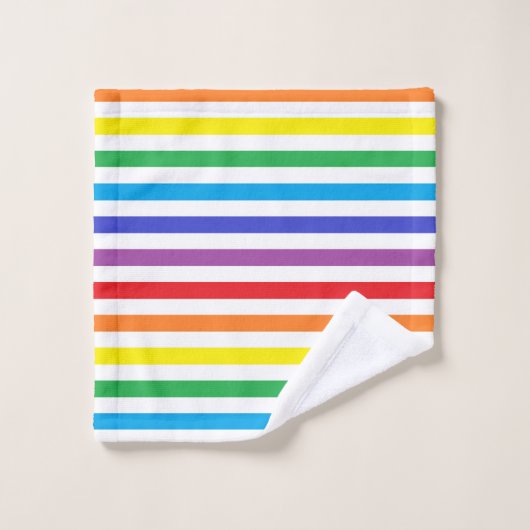 Regenboog en witte strepen bad handdoek (Wasdoekje)