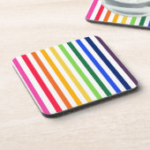 Regenboog en witte strepen bier onderzetter (Linkerzijde)