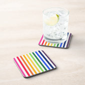 Regenboog en witte strepen bier onderzetter (Rechterzijde)