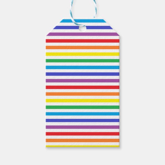 Regenboog en witte strepen cadeaulabel (Voorkant)