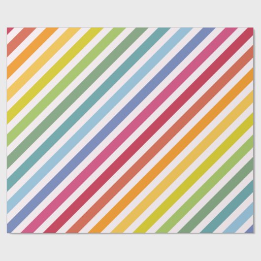 Regenboog en witte strepen cadeaupapier (Vlak)