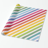 Regenboog en witte strepen cadeaupapier (Uitgerold)