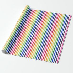 Regenboog en witte strepen cadeaupapier