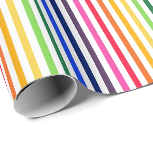 Regenboog en witte strepen cadeaupapier (Rol Hoek)