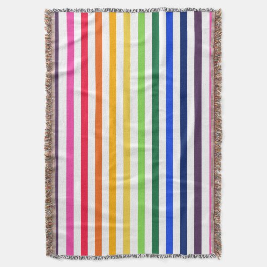 Regenboog en witte strepen deken (Voorkant Verticaal)