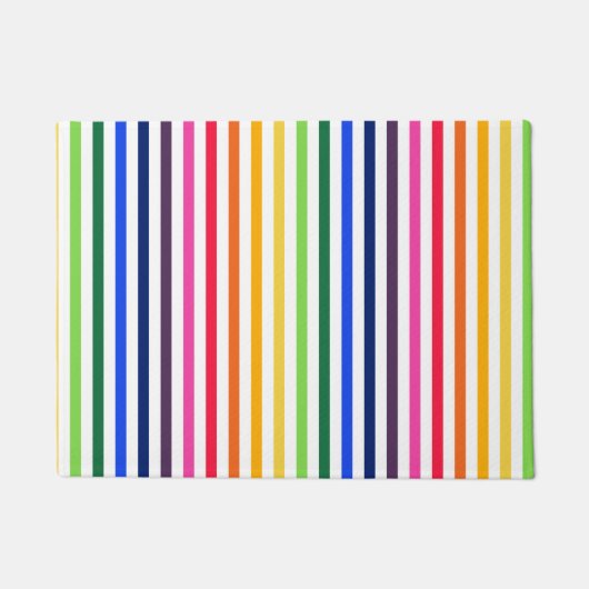 Regenboog en witte strepen deurmat (Voorkant)