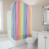 Regenboog en witte strepen douchegordijn (In situ)