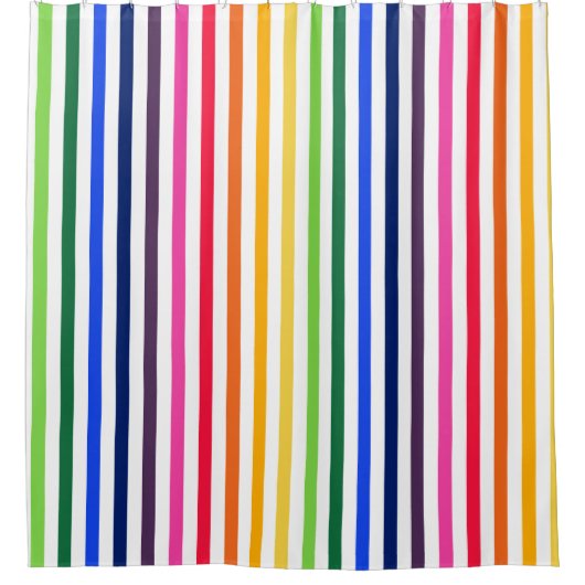 Regenboog en witte strepen douchegordijn (Voorkant)