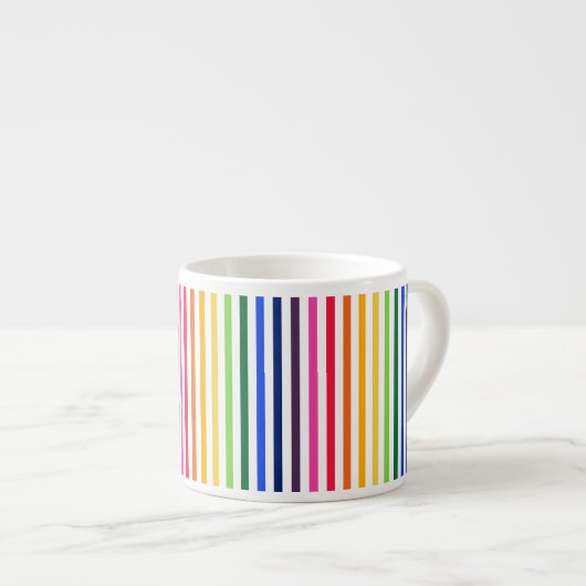 Regenboog en witte strepen espresso kop (Voorkant rechts)