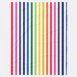 Regenboog en witte strepen fleece deken