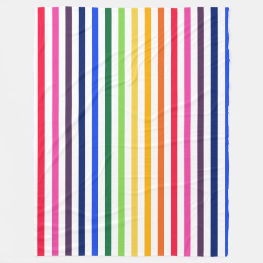 Regenboog en witte strepen fleece deken (Voorkant)