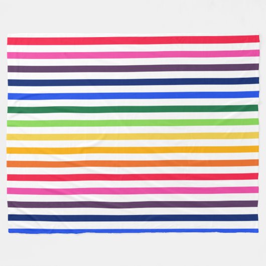 Regenboog en witte strepen fleece deken (Voorkant (Horizontaal))