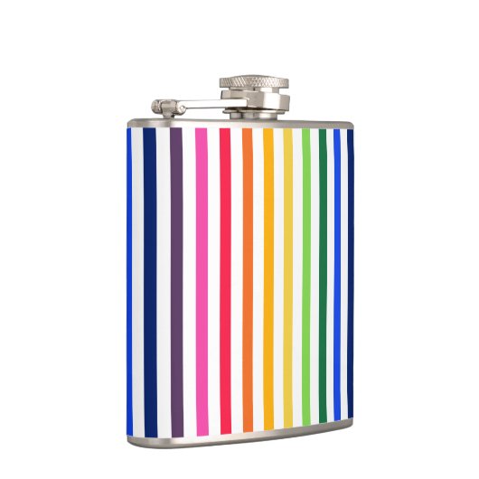 Regenboog en witte strepen heupfles (Rechts)