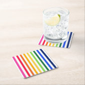 Regenboog en witte strepen kartonnen onderzetters (Insitu)