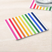 Regenboog en witte strepen kartonnen onderzetters (Schuin)