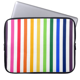 Regenboog en witte strepen laptop sleeve