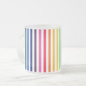 Regenboog en witte strepen matglas koffiemok (Voorkant links)