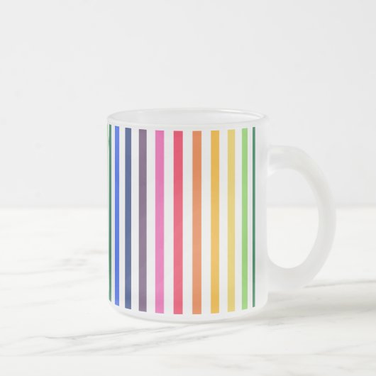 Regenboog en witte strepen matglas koffiemok (Rechts)
