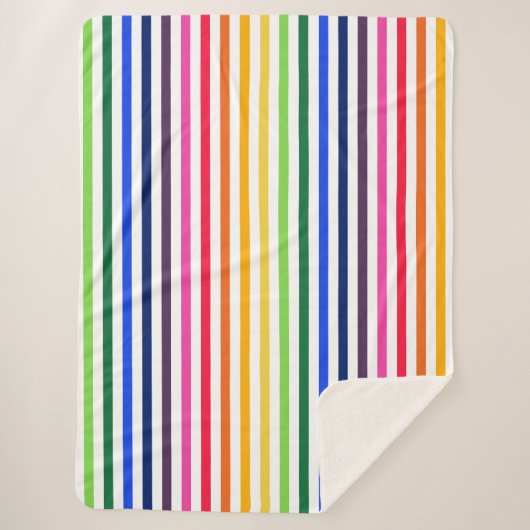 Regenboog en witte strepen sherpa deken (Voorkant)