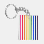 Regenboog en witte strepen sleutelhanger (Voorkant Links)