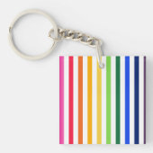 Regenboog en witte strepen sleutelhanger (Voorkant)