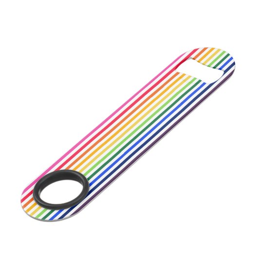 Regenboog en witte strepen speed flessenopener (Achterkant Gekanteld)