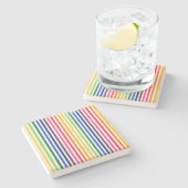 Regenboog en witte strepen stenen onderzetter (Zijkant)