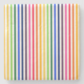 Regenboog en witte strepen stenen onderzetter (Voorkant)