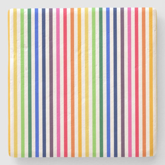Regenboog en witte strepen stenen onderzetter (Voorkant)