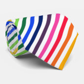 Regenboog en witte strepen stropdas (Opgerold)