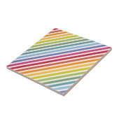 Regenboog en witte strepen tegeltje (Zijkant)