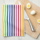 Regenboog en witte strepen theedoek (Quarter Fold)