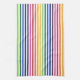 Regenboog en witte strepen theedoek