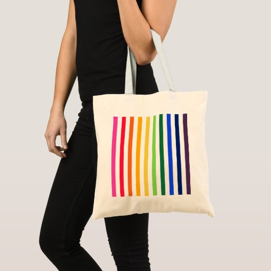 Regenboog en witte strepen tote bag (Voorkant (product))