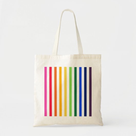 Regenboog en witte strepen tote bag (Voorkant)