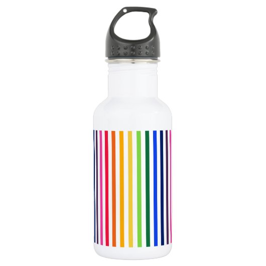 Regenboog en witte strepen waterfles (Voorkant)