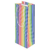 Regenboog en witte strepen wijn cadeautas (Achterkant Gekanteld)