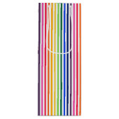 Regenboog en witte strepen wijn cadeautas (Voorkant)
