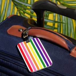 Regenboog en witte verticale streep reisaccessoire bagagelabel