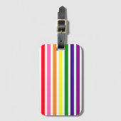 Regenboog en witte verticale streep reisaccessoire bagagelabel (Voorkant (verticaal))