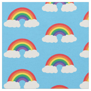 Regenboog en wolk op blauwe Kinderen Stof