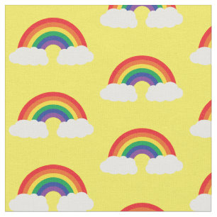 Regenboog en wolk op gele Kinderen Stof