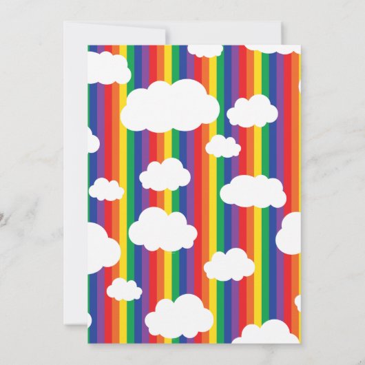 Regenboog en wolken 1e verjaardag Cute Invitations Kaart (Achterkant)