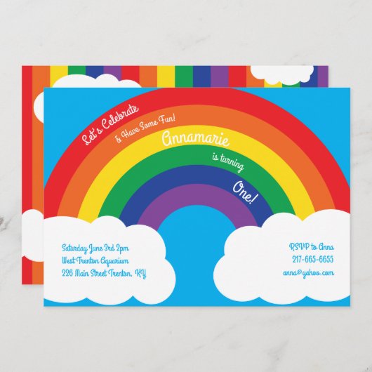 Regenboog en wolken 1e verjaardag Schattigee uitno Kaart (Voorkant / Achterkant)