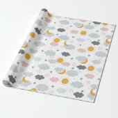 Regenboog en wolken en zon cadeaupapier (Uitgerold)