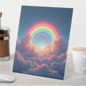Regenboog en wolken feest teken reclamebord met voetstuk (Insitu)