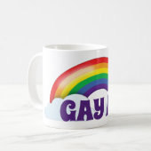 Regenboog en wolken "Gay AF" Koffiemok (Voorkant links)